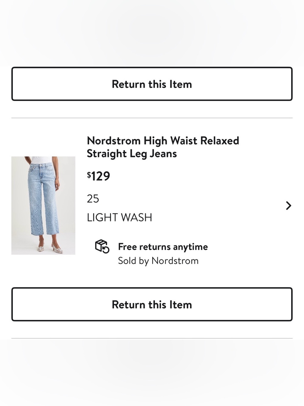 Nordstrom Light Blue High Waist Relaxed Straight Leg Jeans Cropped Jeans Size 25 - Picture 2 of 5